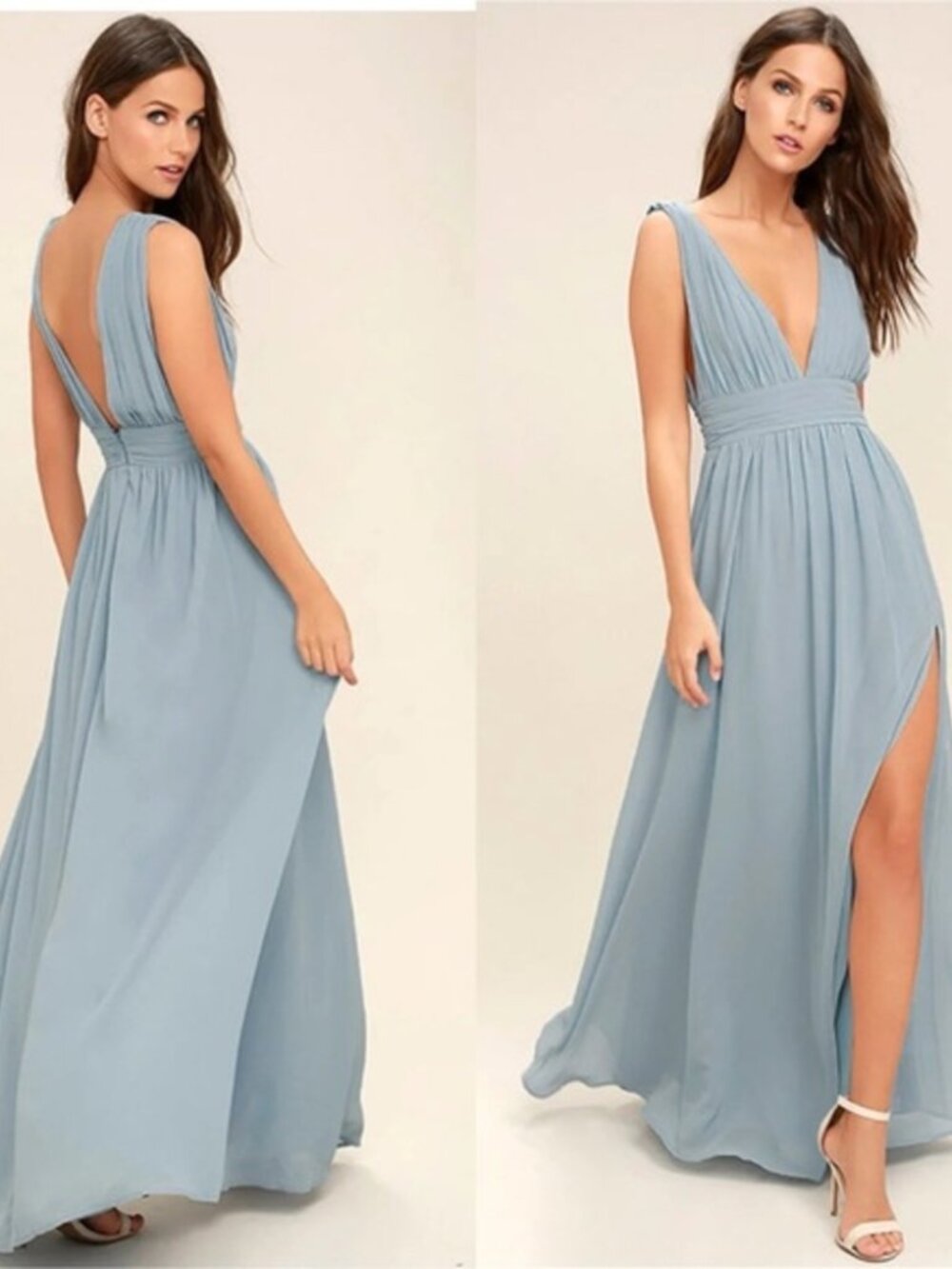 NWT Lulus Heavenly Hues Light Blue Maxi Dress Gown Chiffon Size Large L NEW